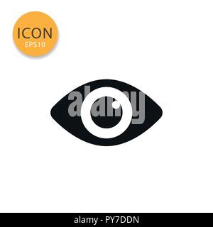 Eye icon flat style in black color vector illustration on white background. Stock Vector
