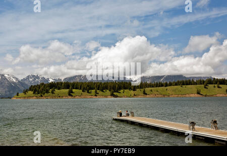 WY02513-00...WYOMING - Signal Mountain boat launch and dock on Jackson Lake in Grand Teton National Park. Stock Photo