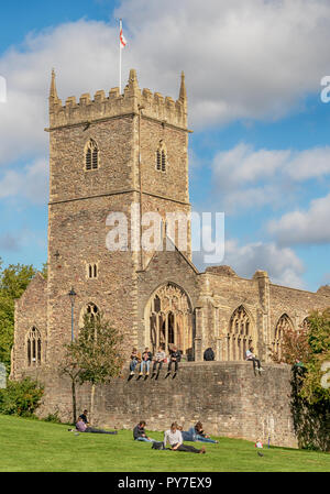 The ruins of World War 2 bombed St Peter's Church, Castle Park, Bristol Stock Photo