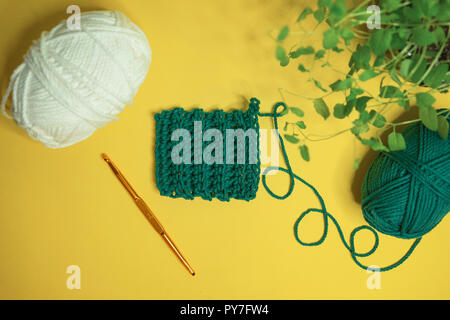 hands of the master, crochet knit pattern, Stock Photo