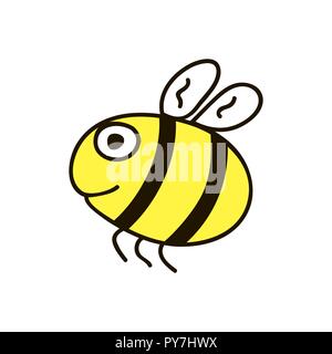 Fat bee. Childish cartoon forest wild animal. Lovely childish animal in cartoon style. Can be used for wallpapers, pattern, backgrounds surface textur Stock Vector