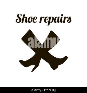 Shoe repair icon on white background. Shoe repair logo. shoemaker
