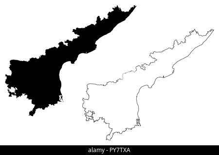 Andhra Pradesh free map, free blank map, free outline map, free base map  boundaries, districts, main cities, white