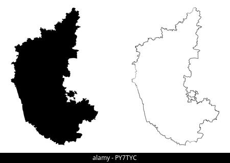 Karnataka map india asia filled and outline Vector Image