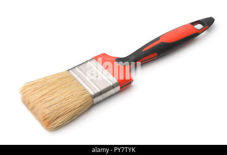 Red handled paintbrush isolated on white Stock Photo