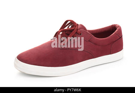 Single suede mens shoe isolated on white Stock Photo