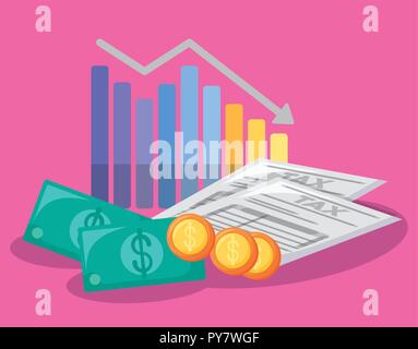 statistics graphics with economy and financial icons vector illustration design Stock Vector