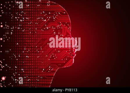 Big data and artificial intelligence child face concept. Stock Vector