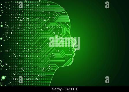 Big data and artificial intelligence child face concept. Stock Vector