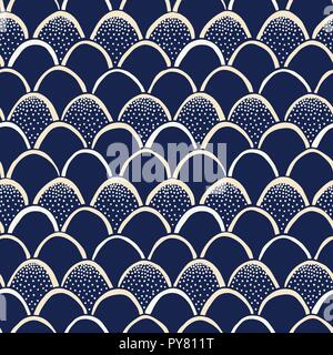 Indigo Hand-Drawn Japanese Dyed Textile Vector Seamless