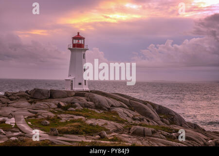 Waves at Peggys Point Lighthouse Stock Photo