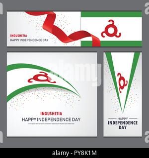 Happy Ingushetia independence day Banner and Background Set Stock Vector