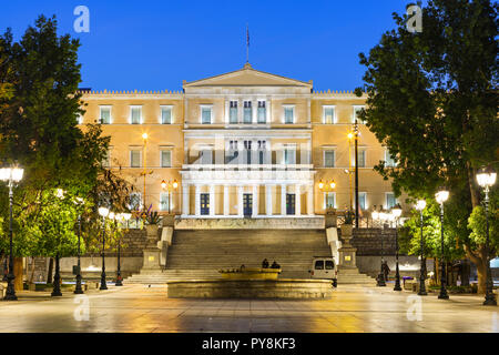 Athens, Greece - October 24, 2018: Building of the Greek parliament in Syntagma square in central Athens. Stock Photo