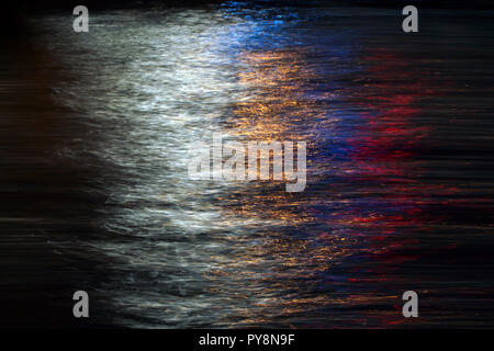Abstract light trails in the sea surface Stock Photo