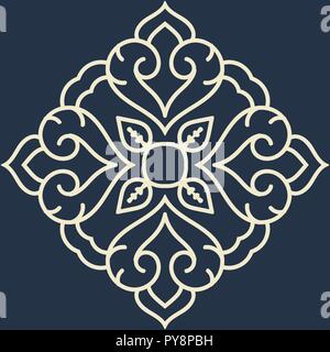 Mandala pattern black and white ornament for element design and background Stock Vector