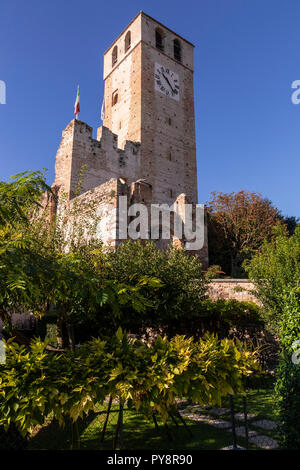 Clock tower and gate at Castellaro Laguselo in northern Italy Stock Photo