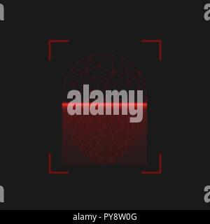 Red Face icon scanning. Facial recognition system, Vector illustration Stock Vector