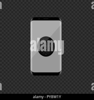 Fingerprint scan icon on the smartphone screen, security symbol. Vector illustration Stock Vector