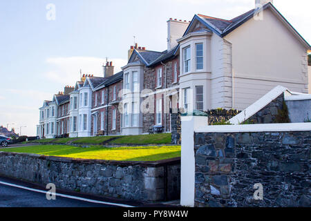 11 October 2018 A row of beautiful tradional Victorian terrace houses with a sea view on the Seacliff Road in Bangor County Down in Northern Ireland. Stock Photo