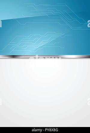 Blue and grey technology background with circuit board. Vector illustration Stock Vector