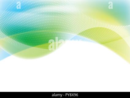 Blue and green abstract shiny waves background. Vector design Stock Vector