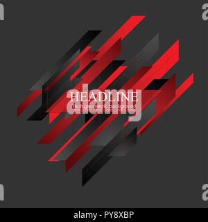 Abstract geometric polygon tech black and red background. Minimal corporate vector design Stock Vector