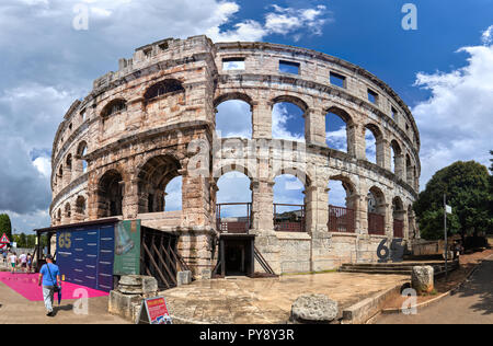 Pula Arena, the large Roman-style amphitheatre in Pula, Istria, Croatia Stock Photo