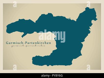 Garmisch-Partenkirchen administration area map Germany Stock Vector