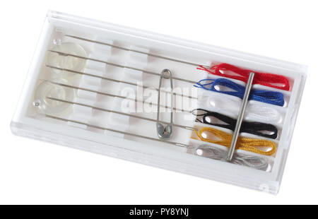 emergency sewing kit isolated on white with clipping path Stock Photo