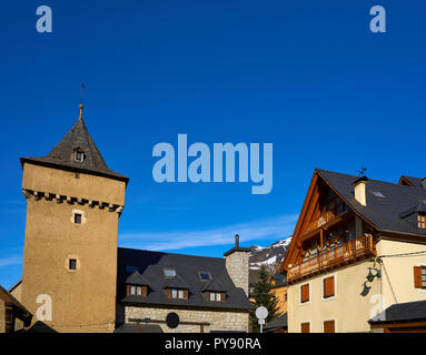 Arties village church in Lerida Catalonia of Spain Pyrenees in Aran Valley Stock Photo