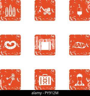 Bailout icons set, grunge style Stock Vector