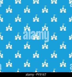 Castle building pattern vector seamless blue Stock Vector
