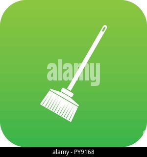 Broom icon digital green Stock Vector