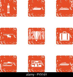 Migrate icons set, grunge style Stock Vector