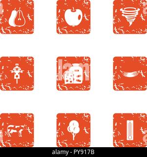 Margin icons set, grunge style Stock Vector