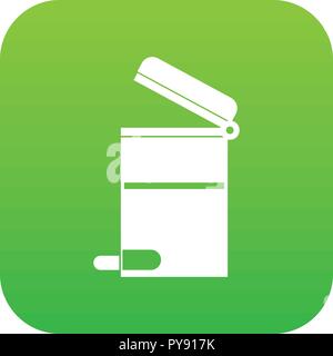 Steel trashcan icon digital green Stock Vector