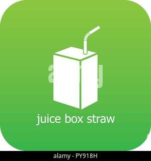 Juice box straw icon green vector Stock Vector