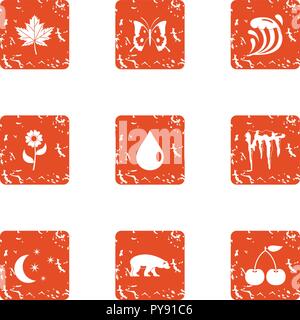 Northern policy icons set, grunge style Stock Vector