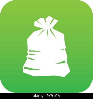 Garbage bag icon digital green Stock Vector