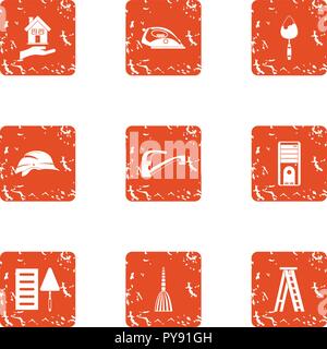Refit icons set, grunge style Stock Vector