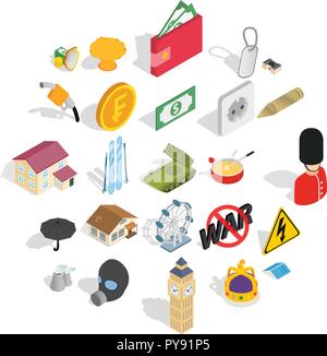 Profitable business icons set, isometric style Stock Vector