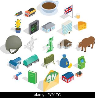 Earner icons set, isometric style Stock Vector
