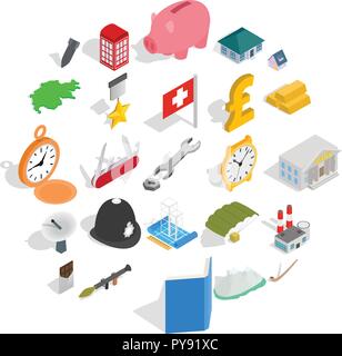 Receiving money icons set, isometric style Stock Vector