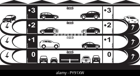 Multi-level  car parking - vector illustration Stock Vector