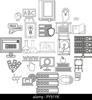 Journal icons set, outline style Stock Vector