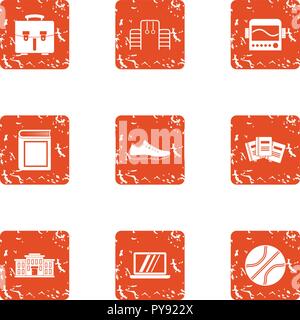 Director icons set, grunge style Stock Vector