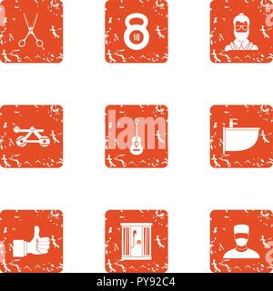 Comprehension icons set, grunge style Stock Vector