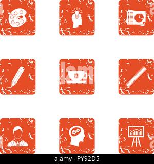 Mastermind icons set, grunge style Stock Vector