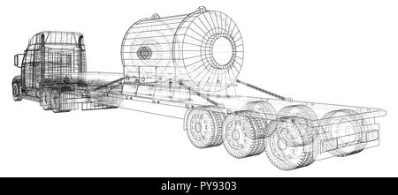 Cargo vehicle. Wire-frame. EPS10 format. Vector created of 3d. Stock Vector