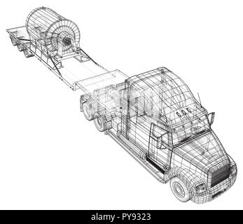 Cargo vehicle. Wire-frame. EPS10 format. Vector created of 3d. Stock Vector